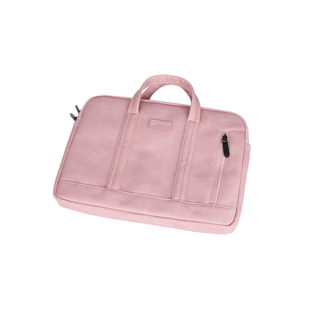 Embossing Logo Pink Business PU PVC Laptop Bags Mac Air Bag Notebook Handbag with Customized Zipper for Women