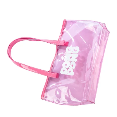 Borse di moda da donna all'ingrosso con logo personalizzato in PVC rosa