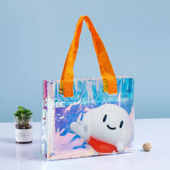 Borsa da spiaggia trasparente in PVC con ologramma sportivo alla moda