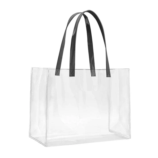 Borsa tote con logo stampato personalizzato in PVC trasparente, borsa a tracolla trasparente impermeabile